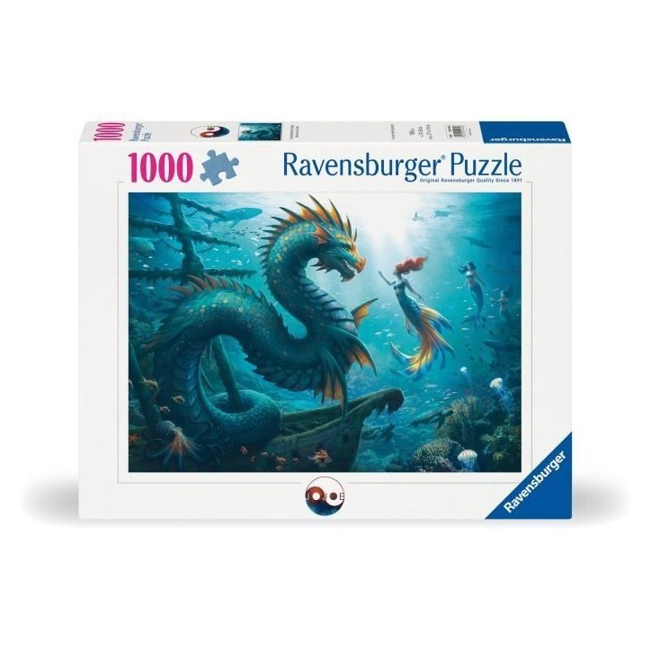 Puzzle 1000 pieces Dragon, sirene et tortues des profondeurs, des 14 ans, Monstre, 12001434, Ravensburger Puzzle 1000 pieces Dragon, sirene et tortues des profondeurs, des 14 ans, Monstre, 12001434, Ravensburger