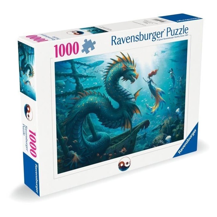 Puzzle 1000 pieces Dragon, sirene et tortues des profondeurs, des 14 ans, Monstre, 12001434, Ravensburger Puzzle 1000 pieces Dragon, sirene et tortues des profondeurs, des 14 ans, Monstre, 12001434, Ravensburger