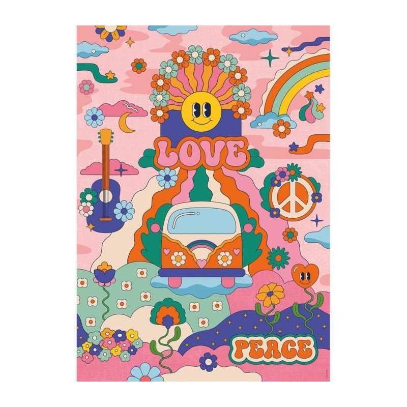 Puzzle 1000 pieces Hippie style / Cha cha Pop, des 14 ans, Puzzle de q Puzzle 1000 pieces Hippie style / Cha cha Pop, des 14 ans, Puzzle de q