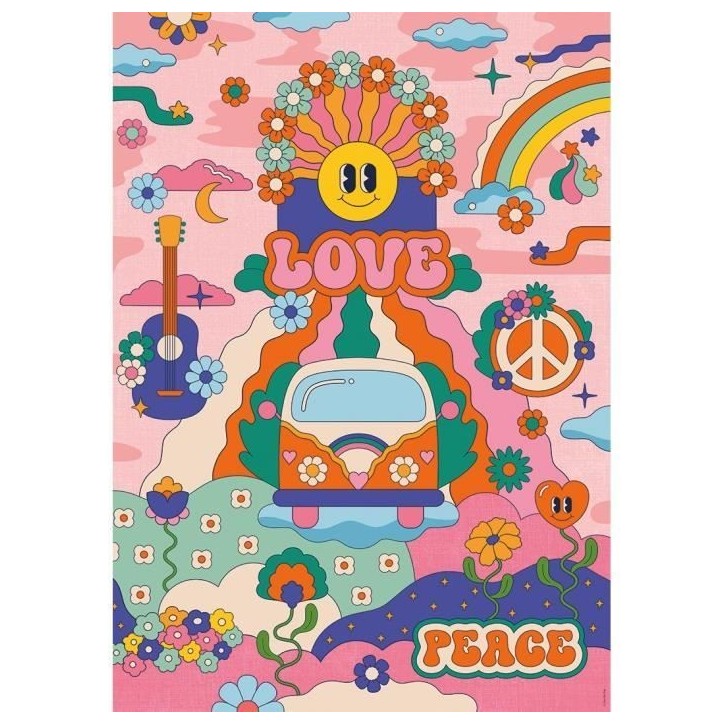 Puzzle 1000 pieces Hippie style / Cha cha Pop, des 14 ans, Puzzle de qualité supérieure, Collection Artiste, 12001443, Nathan Puzzle 1000 pieces Hippie style / Cha cha Pop, des 14 ans, Puzzle de qualité supérieure, Collection Artiste, 12001443, Nathan