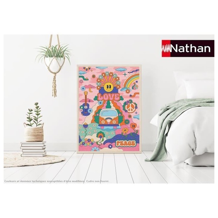 Puzzle 1000 pieces Hippie style / Cha cha Pop, des 14 ans, Puzzle de qualité supérieure, Collection Artiste, 12001443, Nathan Puzzle 1000 pieces Hippie style / Cha cha Pop, des 14 ans, Puzzle de qualité supérieure, Collection Artiste, 12001443, Nathan