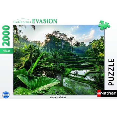 Puzzle 2000 pieces Au coeur de Bali, Adultes et enfants des 14 ans, Collection Évasion, 12001518, Nathan
