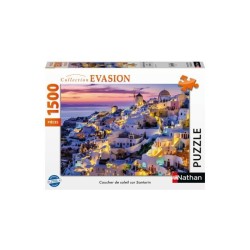 Puzzle 1500 pieces Coucher de soleil sur Santorin, Adultes et enfants