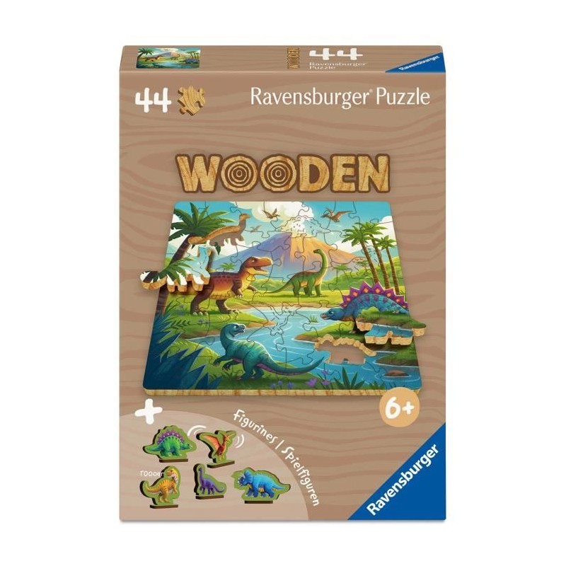 Les dinosaures - Puzzle bois 44 pieces Les dinosaures - Puzzle bois 44 pieces