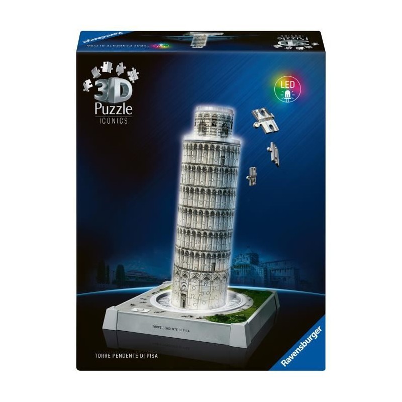 Puzzle 3D Iconics - Tour de Pise illuminée Puzzle 3D Iconics - Tour de Pise illuminée