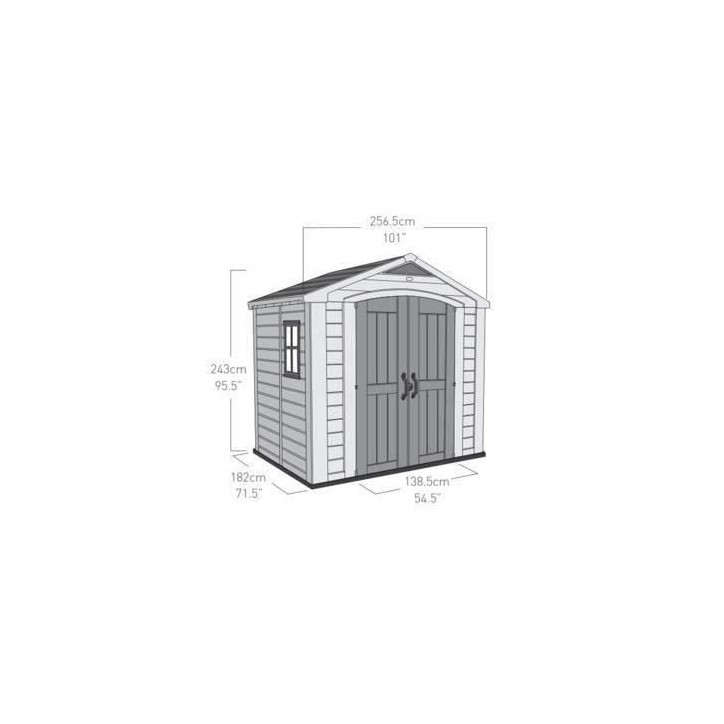 Abri de jardin KETER Factor 4.45, Abri résistant aux intempéries, Marron - 182 x 256.6 x 243 cm Abri de jardin KETER Factor 4.45, Abri résistant aux intempéries, Marron - 182 x 256.6 x 243 cm