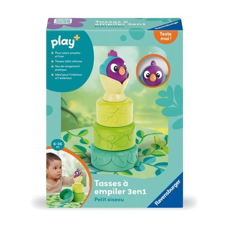 Ravensburger play+, Tasses a empiler - Petit oiseau , 0-12 mois, Premi Ravensburger play+, Tasses a empiler - Petit oiseau , 0-12 mois, Premi