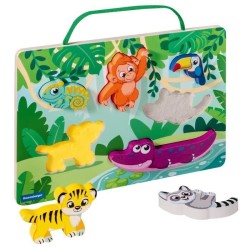 Ravensburger play+, Puzzle en bois sensoriel et aimanté - Dans la jun