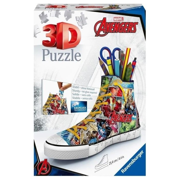 Puzzle 3D Sneaker Avengers - Ravensburger - Pot a crayons 108 pieces - Des 8 ans Puzzle 3D Sneaker Avengers - Ravensburger - Pot a crayons 108 pieces - Des 8 ans