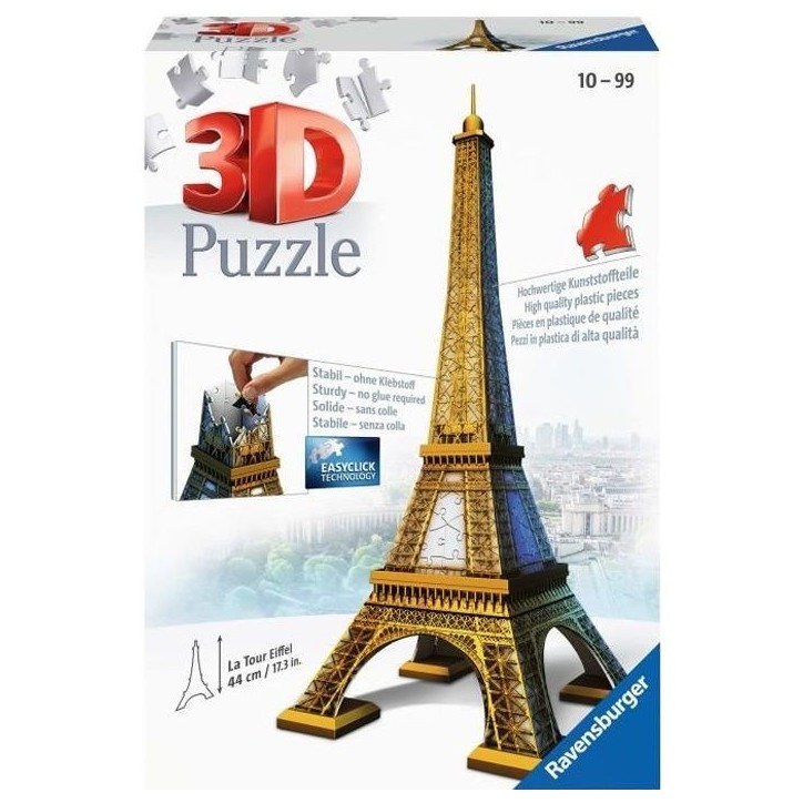 Puzzle 3D Tour Eiffel - Ravensburger - 216 pieces - sans colle - Architecture et monument Puzzle 3D Tour Eiffel - Ravensburger - 216 pieces - sans colle - Architecture et monument