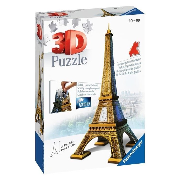 Puzzle 3D Tour Eiffel - Ravensburger - 216 pieces - sans colle - Architecture et monument Puzzle 3D Tour Eiffel - Ravensburger - 216 pieces - sans colle - Architecture et monument