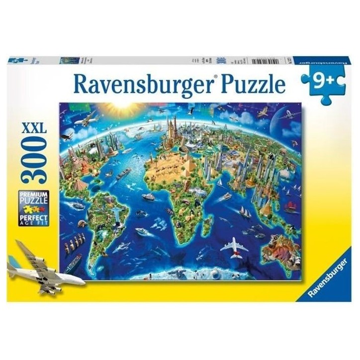 Puzzle 300 p XXL - Carte des monuments du monde - Ravensburger - Pour enfant des 9 ans - Fabriqué en Europe Puzzle 300 p XXL - Carte des monuments du monde - Ravensburger - Pour enfant des 9 ans - Fabriqué en Europe