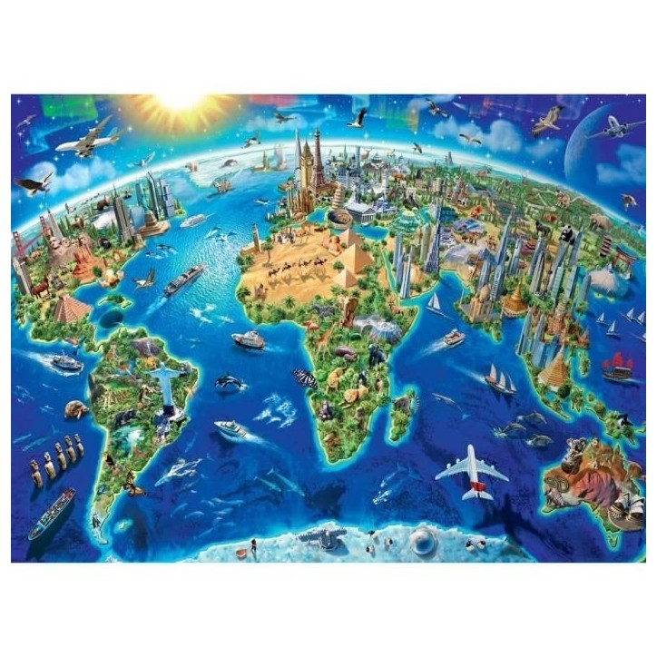 Puzzle 300 p XXL - Carte des monuments du monde - Ravensburger - Pour enfant des 9 ans - Fabriqué en Europe Puzzle 300 p XXL - Carte des monuments du monde - Ravensburger - Pour enfant des 9 ans - Fabriqué en Europe