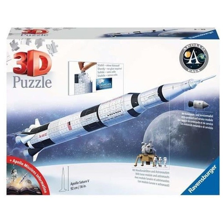 Puzzle 3D Fusée spatiale Saturne V - Ravensburger - 440 pieces - NASA - A partir de 8 ans Puzzle 3D Fusée spatiale Saturne V - Ravensburger - 440 pieces - NASA - A partir de 8 ans