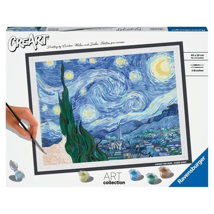 CreArt grand format 30x40 cm Van Gogh, La nuit étoilée, Des 14 ans, 23518, Ravensburger CreArt grand format 30x40 cm Van Gogh, La nuit étoilée, Des 14 ans, 23518, Ravensburger