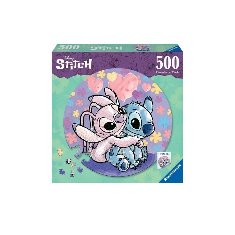 Puzzle rond 500 pieces Stitch, Disney, Dessin animé, Des 10 ans, 1758