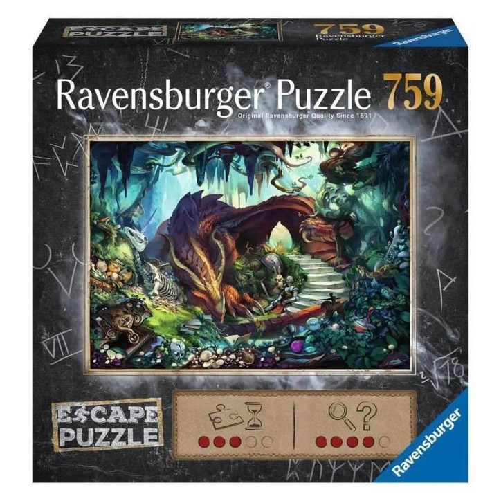 Puzzle Escape Dans la grotte du dragon - Ravensburger - 759 pieces - Pour adultes et enfants des 12 ans Puzzle Escape Dans la grotte du dragon - Ravensburger - 759 pieces - Pour adultes et enfants des 12 ans