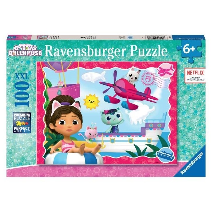Puzzle 100 pieces XXL L'aventure des chats ! / Gabby's dollhouse, Des 6 ans, Puzzle enfant, 12001053, Ravensburger Puzzle 100 pieces XXL L'aventure des chats ! / Gabby's dollhouse, Des 6 ans, Puzzle enfant, 12001053, Ravensburger