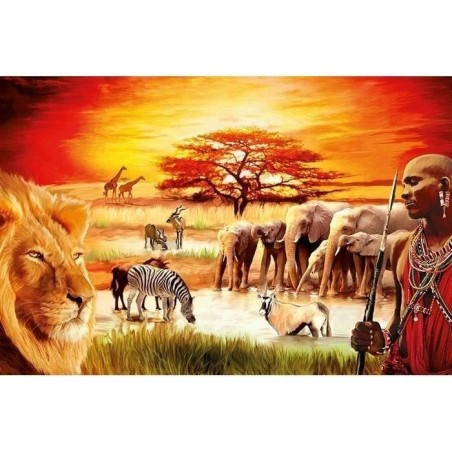 Puzzle 3000 pieces La fierté du Massai, Adultes et enfant, Paysage et