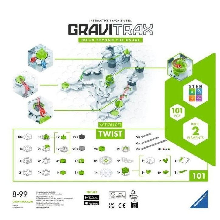 Gravitrax Starter Set Twist 101 pieces, Circuit de billes, Jeu de construction créatif, Des 8 ans, 22576, Ravensburger