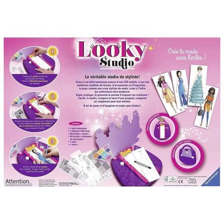 Looky Studio - Ravensburger - Loisirs créatifs - Dessins de mode - Studio de stylisme format maxi - des 6 ans Looky Studio - Ravensburger - Loisirs créatifs - Dessins de mode - Studio de stylisme format maxi - des 6 ans