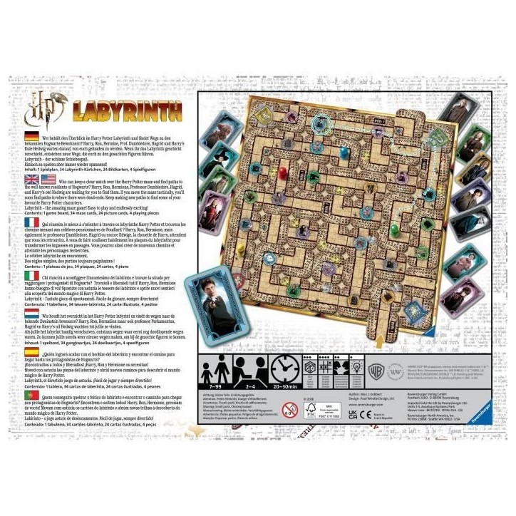 Labyrinthe Harry Potter, Jeu de société, Chasse au trésor dans un labyrinthe en mouvement, Des 7 ans, Ravensburger Labyrinthe Harry Potter, Jeu de société, Chasse au trésor dans un labyrinthe en mouvement, Des 7 ans, Ravensburger