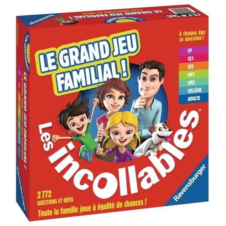 Jeu de Quiz Les Incollables Le grand jeu familial Ravensburger - 7 niveaux de difficulté - Des 6 ans