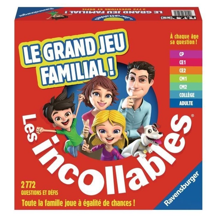 Jeu de Quiz Les Incollables Le grand jeu familial Ravensburger - 7 niveaux de difficulté - Des 6 ans
