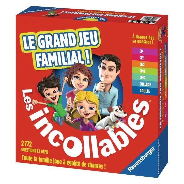 Jeu de Quiz Les Incollables Le grand jeu familial Ravensburger - 7 niveaux de difficulté - Des 6 ans