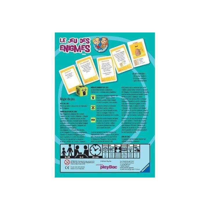 LES INCOLLABLES Le jeu des Enigmes - Ravensburger - Jeu de société enfants - Réfléxion et logique - 2 a 4 joueurs - Des 6 an LES INCOLLABLES Le jeu des Enigmes - Ravensburger - Jeu de société enfants - Réfléxion et logique - 2 a 4 joueurs - Des 6 an