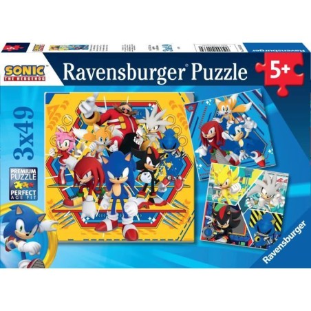 Puzzles 3x49 pieces Les aventures de Sonic, A partir de 5 ans, 1200113