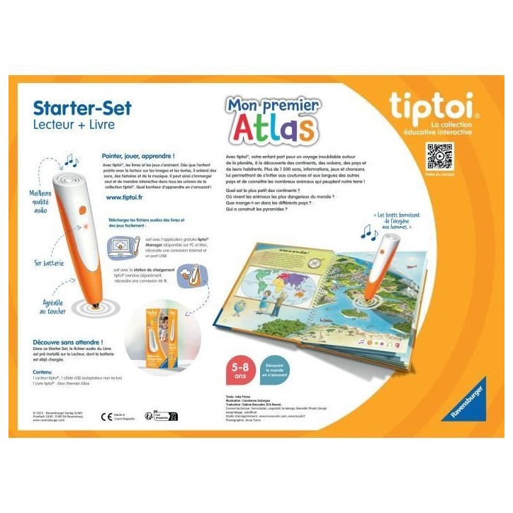 Tiptoi Starter Atlas, lecteur et livre, 00177, A partir de 5 ans, Ravensburger Tiptoi Starter Atlas, lecteur et livre, 00177, A partir de 5 ans, Ravensburger