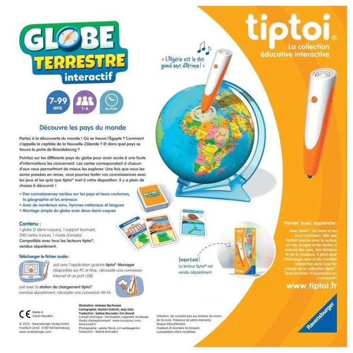 tiptoi Globe terrestre interactif, 00000191, 7 ans, Ravensburger