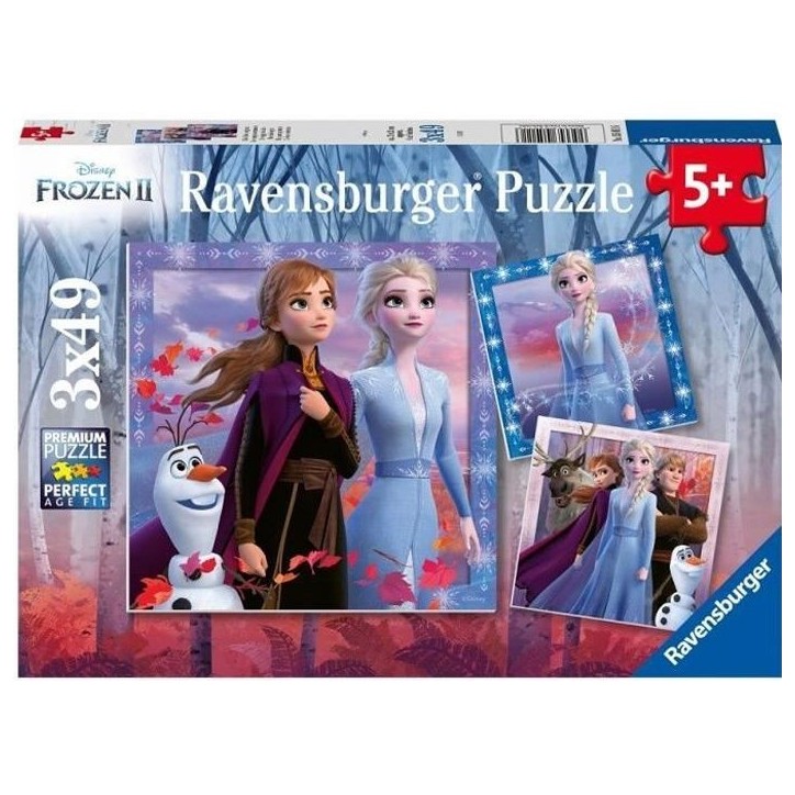 Puzzles 3x49 pieces La Reine des Neiges 2, Le voyage commence, Des 5 ans, Ravensburger Puzzles 3x49 pieces La Reine des Neiges 2, Le voyage commence, Des 5 ans, Ravensburger
