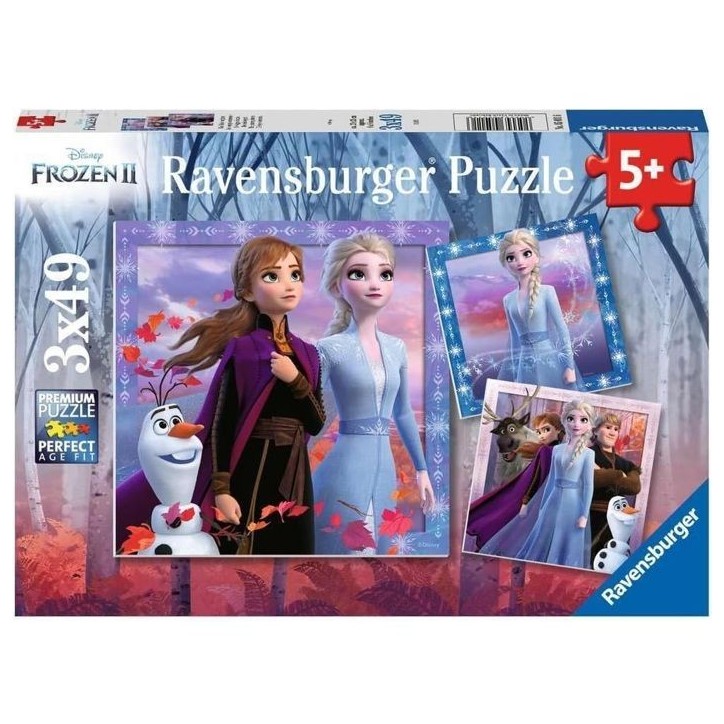 Puzzles 3x49 pieces La Reine des Neiges 2, Le voyage commence, Des 5 ans, Ravensburger Puzzles 3x49 pieces La Reine des Neiges 2, Le voyage commence, Des 5 ans, Ravensburger