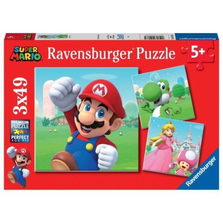 Puzzles 3x49 pieces Super Mario, Puzzle Enfant, Des 5 ans, 05186, Rave
