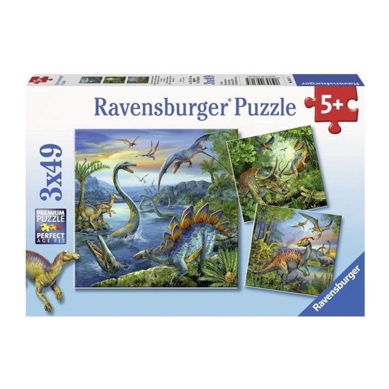 Puzzles 3x49 pieces - La fascination des dinosaures - Ravensburger - L
