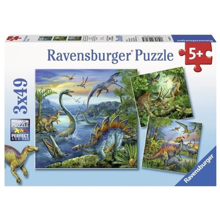 Puzzles 3x49 pieces - La fascination des dinosaures - Ravensburger - Lot de puzzles enfant - Des 5 ans Puzzles 3x49 pieces - La fascination des dinosaures - Ravensburger - Lot de puzzles enfant - Des 5 ans