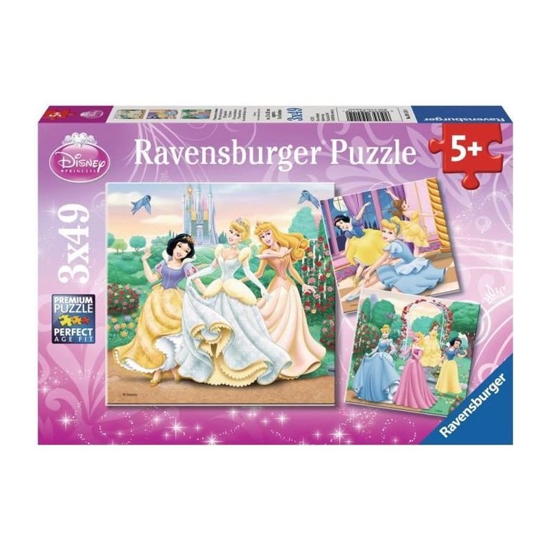 Puzzles 3x49 pieces Disney Princesses, Des 5 ans, Ravensburger
