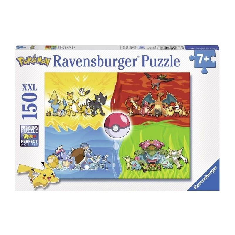 Puzzle Pokémon 150 pieces XXL - Différents types de Pokémon - Raven Puzzle Pokémon 150 pieces XXL - Différents types de Pokémon - Raven