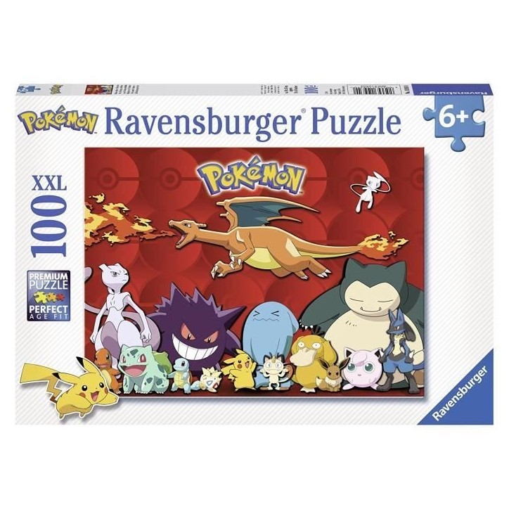 Puzzle 100 pieces XXL Pokémon préférés - Ravensburger - Paysage et nature - Rouge - 6 ans Puzzle 100 pieces XXL Pokémon préférés - Ravensburger - Paysage et nature - Rouge - 6 ans