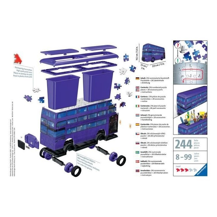 Puzzle 3D Magicobus Harry Potter - Ravensburger - Véhicule 216 pieces - Sans colle - Des 12 ans Puzzle 3D Magicobus Harry Potter - Ravensburger - Véhicule 216 pieces - Sans colle - Des 12 ans