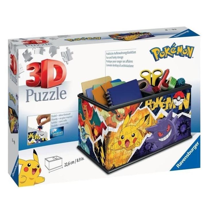 Boite de rangement Pokémon Puzzle 3D - Ravensburger - 216 pieces - A partir de 8 ans Boite de rangement Pokémon Puzzle 3D - Ravensburger - 216 pieces - A partir de 8 ans