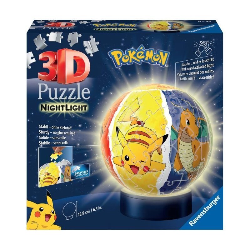 Puzzle 3D Ball illuminé Pokémon - Ravensburger - 72 pieces numérot Puzzle 3D Ball illuminé Pokémon - Ravensburger - 72 pieces numérot