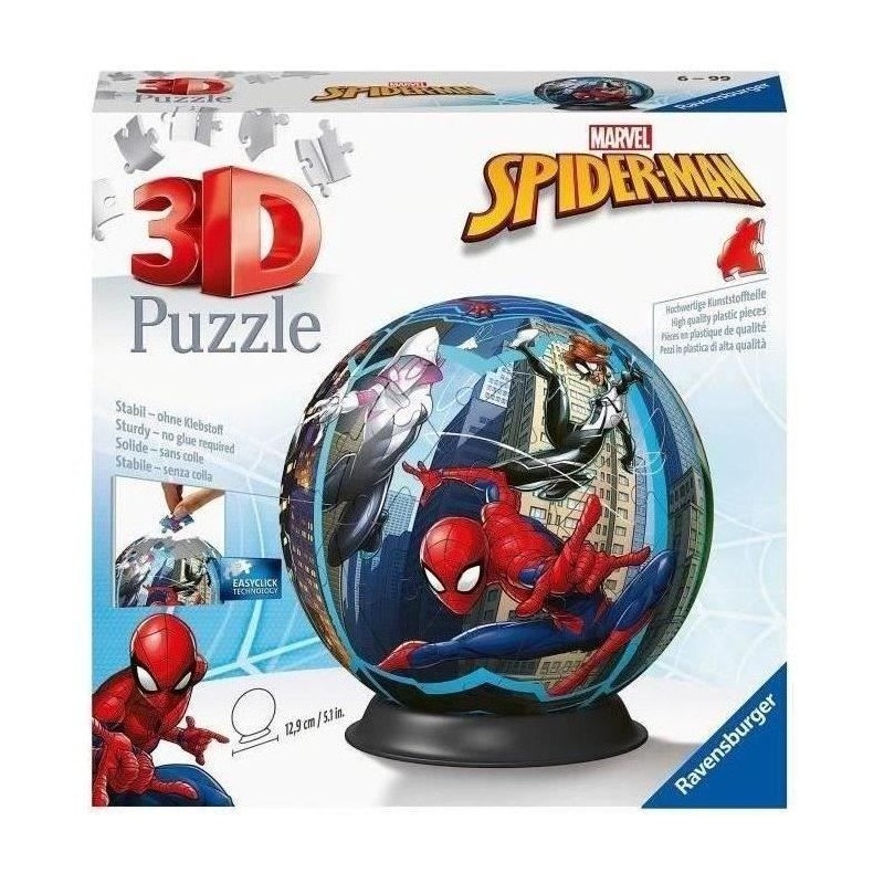 Puzzle 3D Ball 72 p - Spider-man - Ravensburger - Pour Enfant de 6 ans Puzzle 3D Ball 72 p - Spider-man - Ravensburger - Pour Enfant de 6 ans