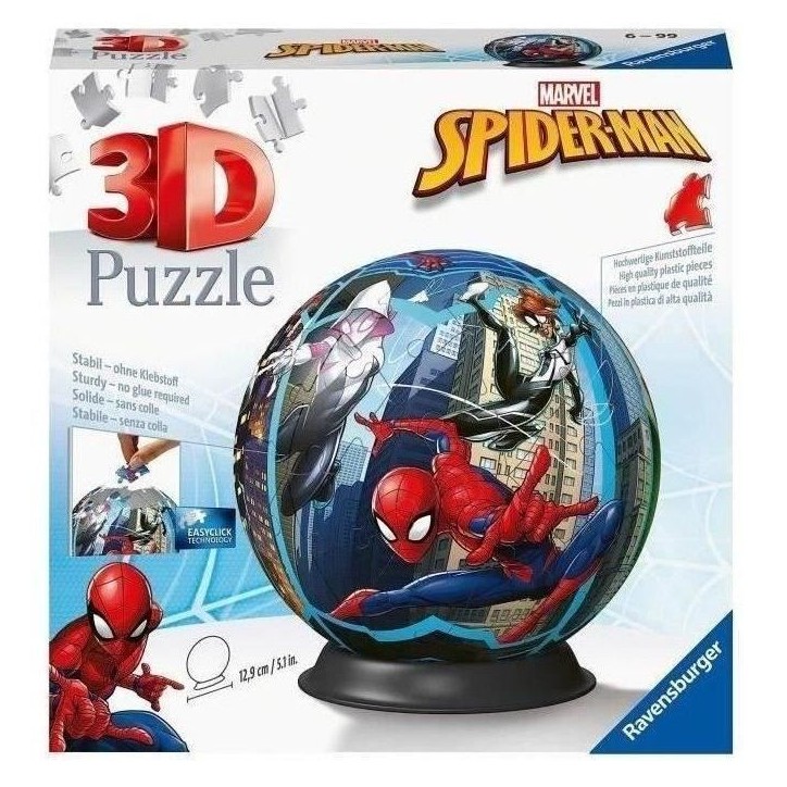 Puzzle 3D Ball 72 p - Spider-man - Ravensburger - Pour Enfant de 6 ans et plus - Rouge et bleu Puzzle 3D Ball 72 p - Spider-man - Ravensburger - Pour Enfant de 6 ans et plus - Rouge et bleu