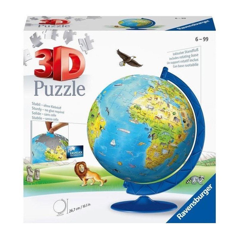 Puzzle 3D Globe terrestre 180 pieces - Ravensburger - Éducatif - Sans Puzzle 3D Globe terrestre 180 pieces - Ravensburger - Éducatif - Sans