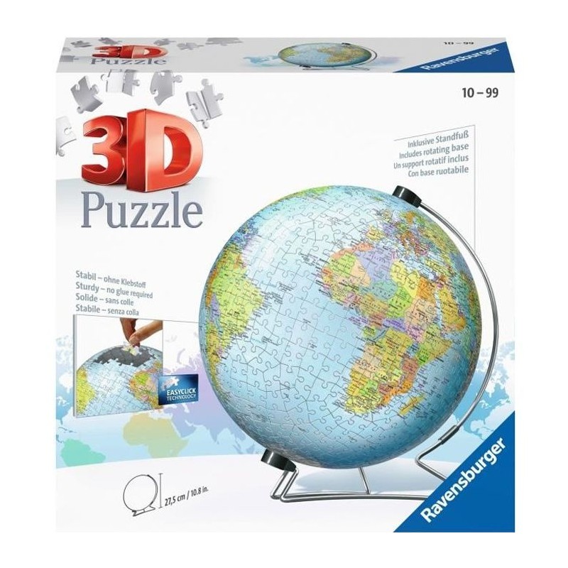 Puzzle 3D Globe 540 pieces - Ravensburger - Éducatif pour enfants - S Puzzle 3D Globe 540 pieces - Ravensburger - Éducatif pour enfants - S