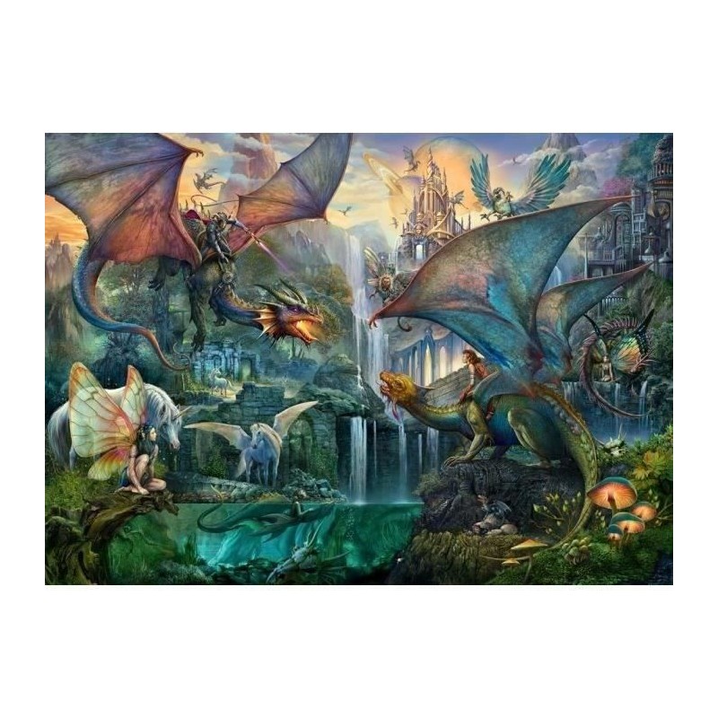 Puzzle 9000 pieces La foret magique des dragons, Fantastique, Adulte, Puzzle 9000 pieces La foret magique des dragons, Fantastique, Adulte,