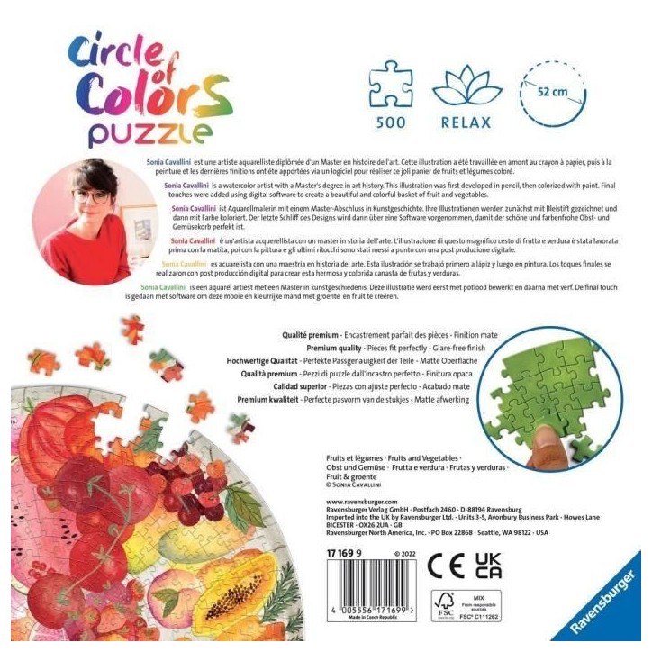 Puzzle rond 500 pieces Fruits et légumes, Circle of Colors, Abstrait, Adulte, Ravensburger Puzzle rond 500 pieces Fruits et légumes, Circle of Colors, Abstrait, Adulte, Ravensburger